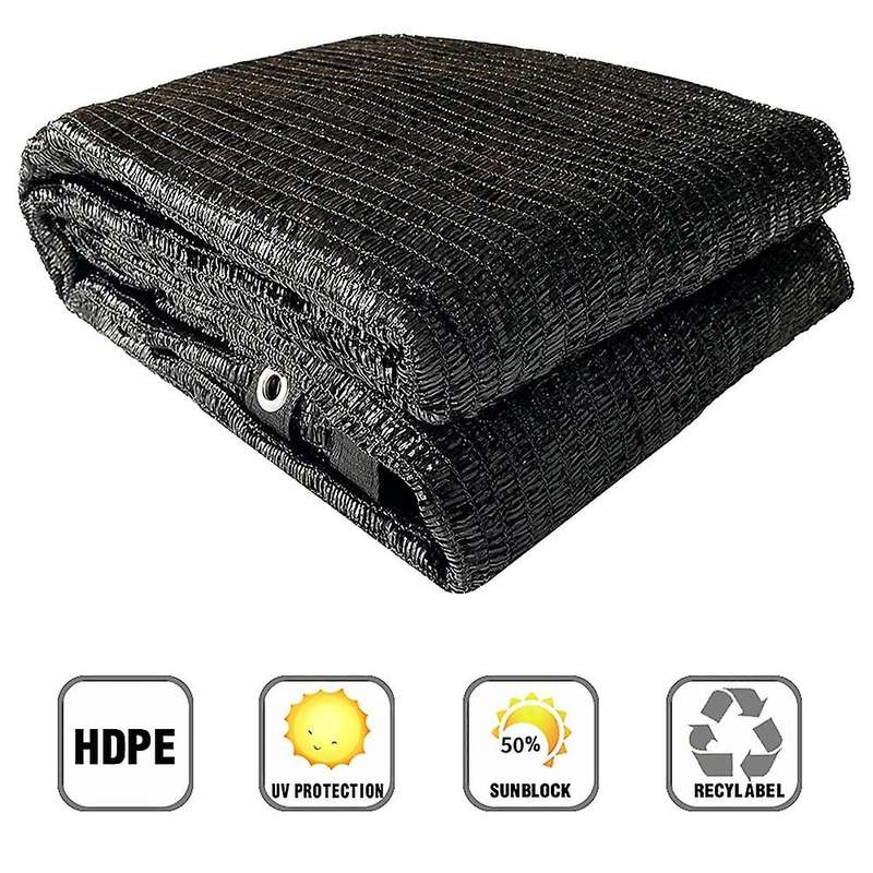 50% Black Shade Cloth 10ft X 15ft with Grommets for Patio Backyard