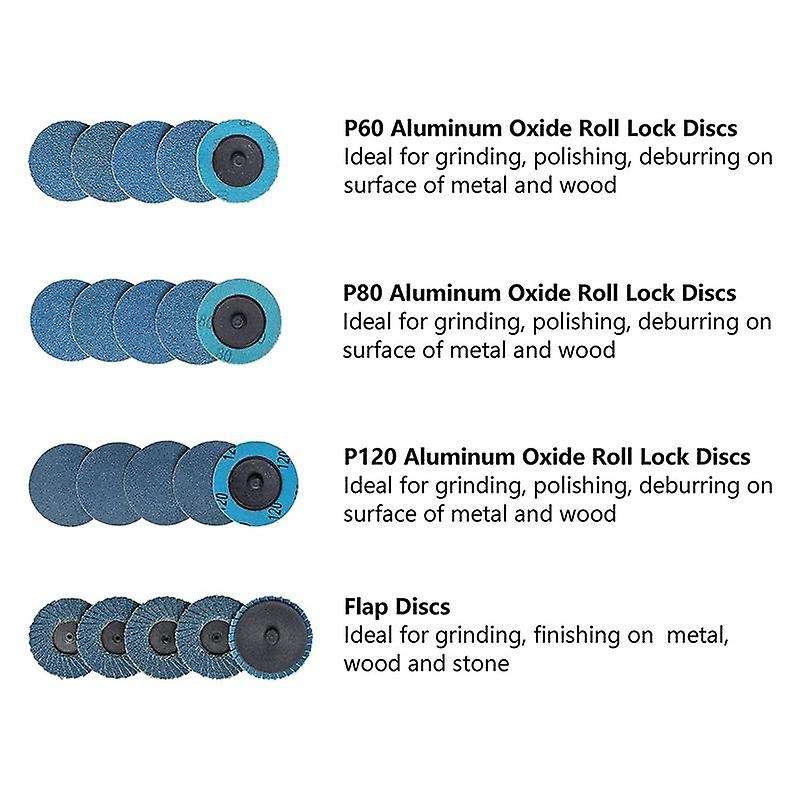 44-piece Roll Lock 2 Inch Sanding Disc Set, Disc, Quick Change Disc