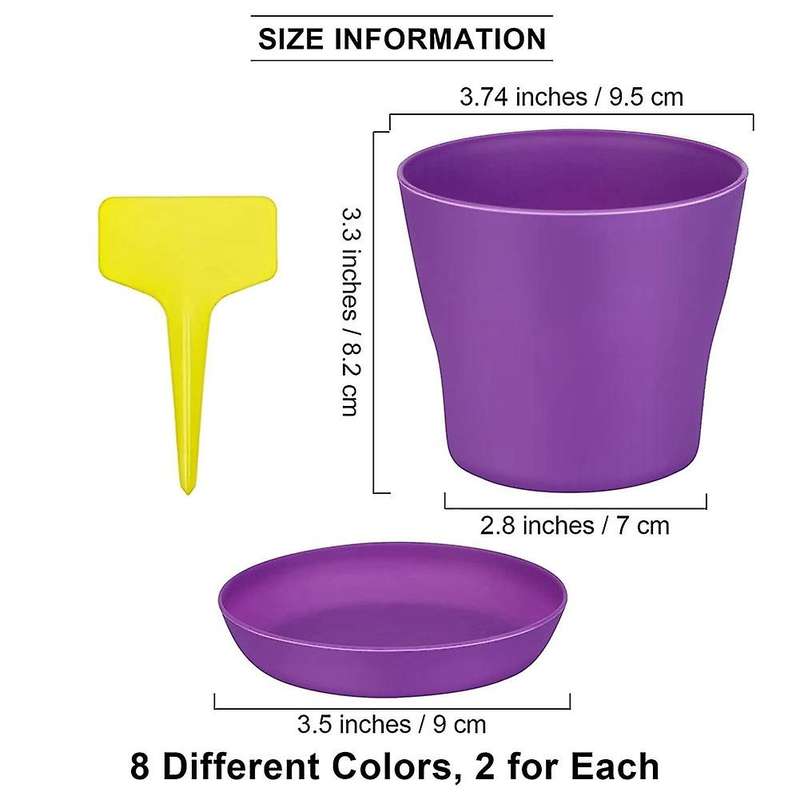 24pcs 4 Inch Plant Pot with Saucers Flower Pots Multicolor