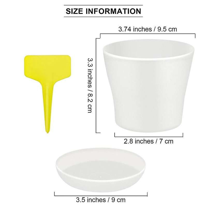 24pcs 4 Inch Plant Pot with Saucers Flower Pots White