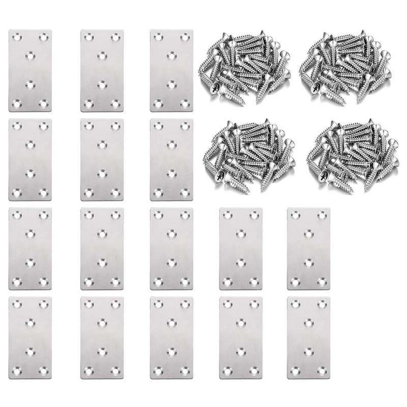 16pcs Flat Bracket Straight Fixing Repair Board, for Furniture