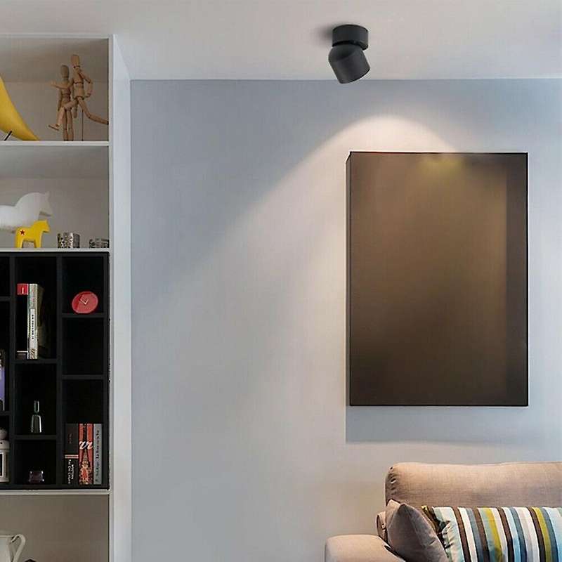 1pcs Led 360 Ceiling Spot Light Wall Rotation Spot Lighting 7w,black