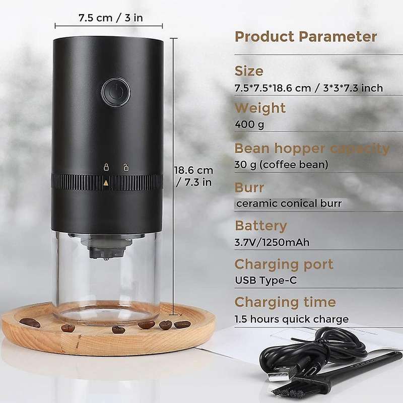 Portable Usb Rechargeable Burr Coffee Bean Grinder for Espresso
