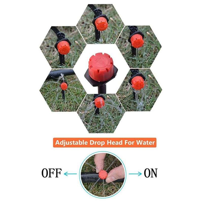 200pcs 1/4 Inch Adjustable Mini Drip Irrigation System Red Supplies