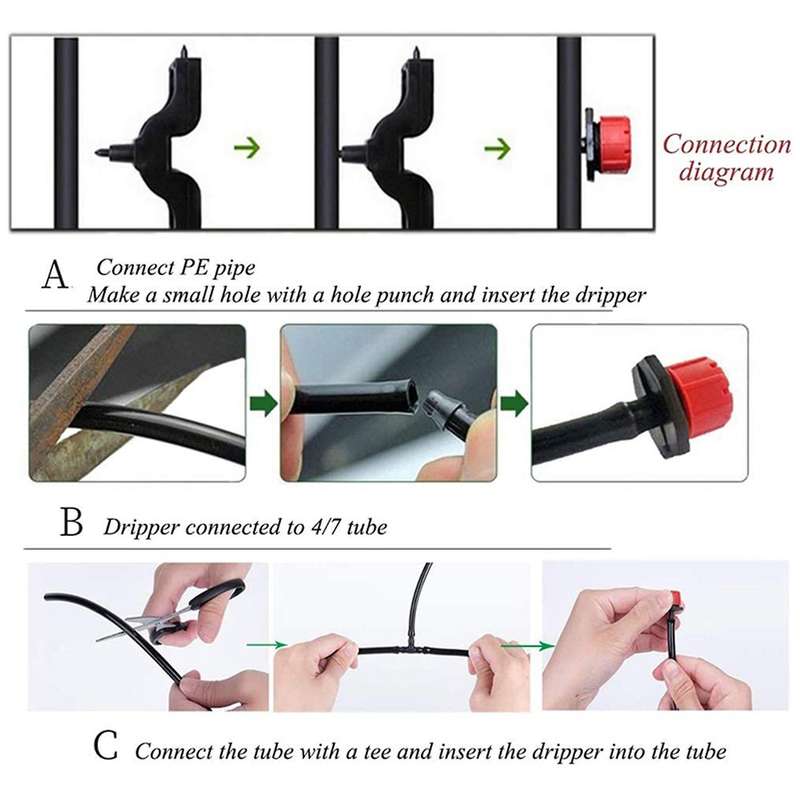 200pcs 1/4 Inch Adjustable Mini Drip Irrigation System Red Supplies
