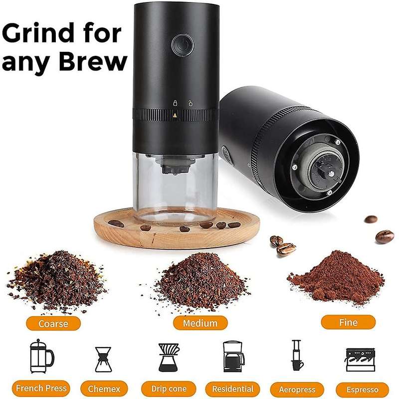 Portable Electric Coffee Grinder Brewed Coffee Maker Black