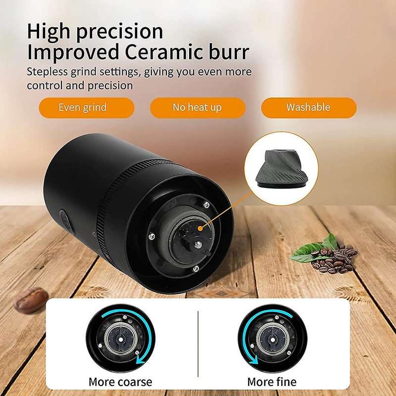 Portable Electric Coffee Grinder Brewed Coffee Maker Black