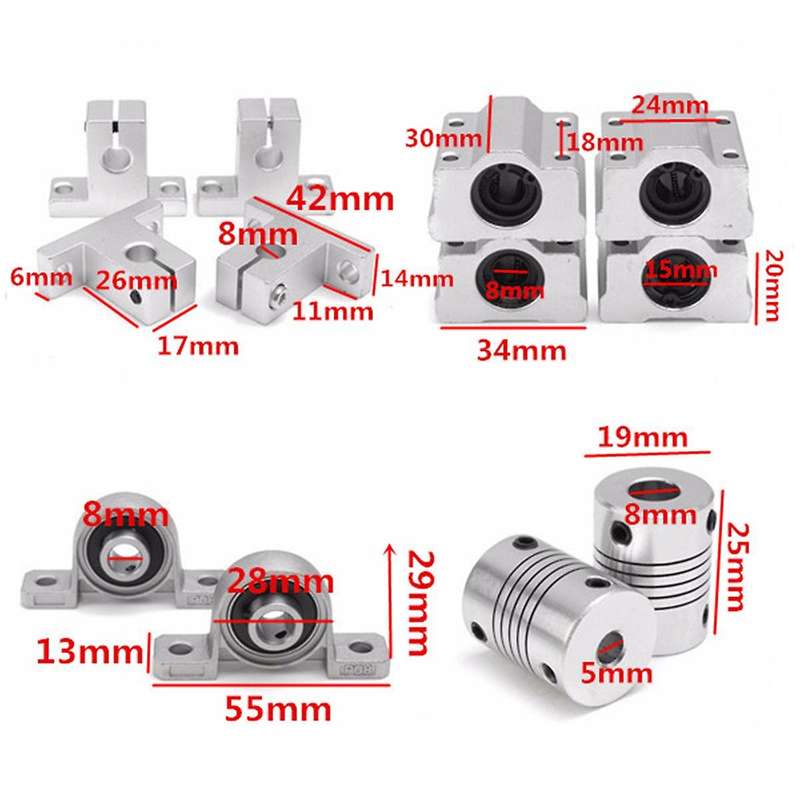 15pcs 200mm Optical Axis Guide Aluminum Slide Bushing Cnc Parts