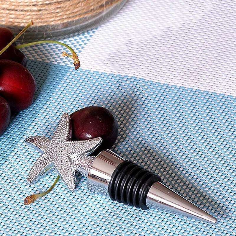 12pcs Alloy Starfish Wine and Beverage Bottle Stoppers Caps