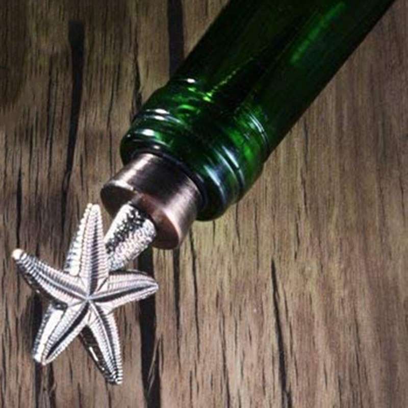 12pcs Alloy Starfish Wine and Beverage Bottle Stoppers Caps