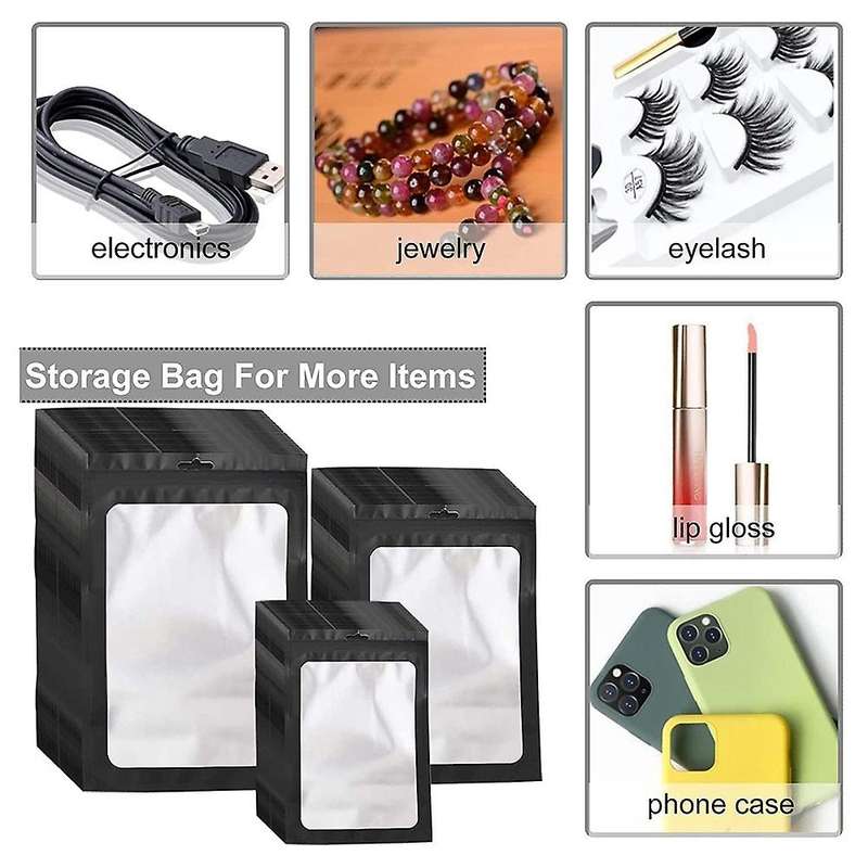 300 Pack 3 Sizes Resealable Mylar Bags Food Storage Smell Proof Bags