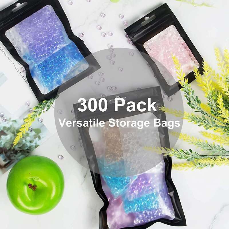 300 Pack 3 Sizes Resealable Mylar Bags Food Storage Smell Proof Bags