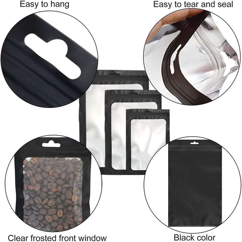 300 Pack 3 Sizes Resealable Mylar Bags Food Storage Smell Proof Bags