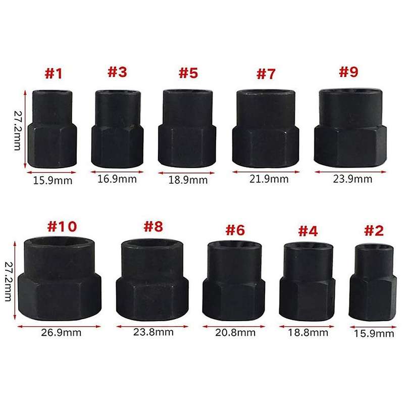 High-style Ten-piece Broken Nut Extractor Bolt Removal Tool (9-19mm)