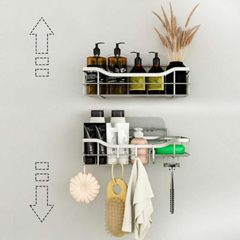 2pack Shower Caddy Shelf with 11 Hooks Stainless Steel No Drilling
