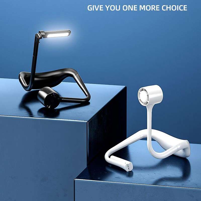 Hanging Neck Fan with Light Portable Usb Charging Fan Black-4000mah