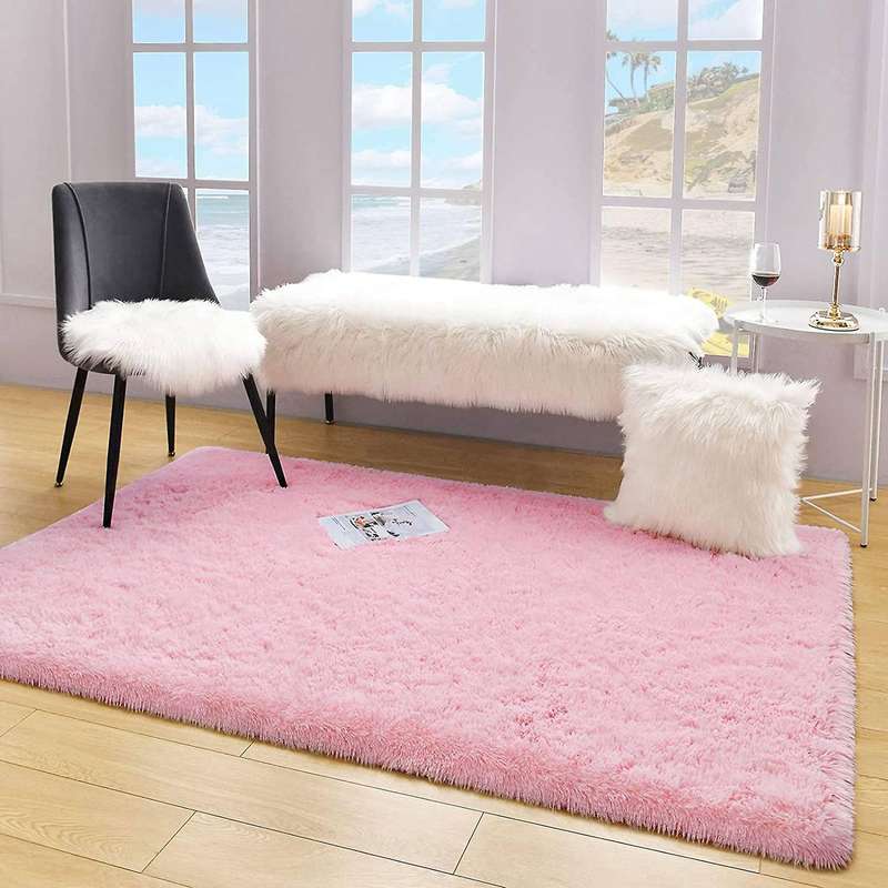 Plush Carpet, for Bedroom , Soft Modern Indoor Home Decor -pink