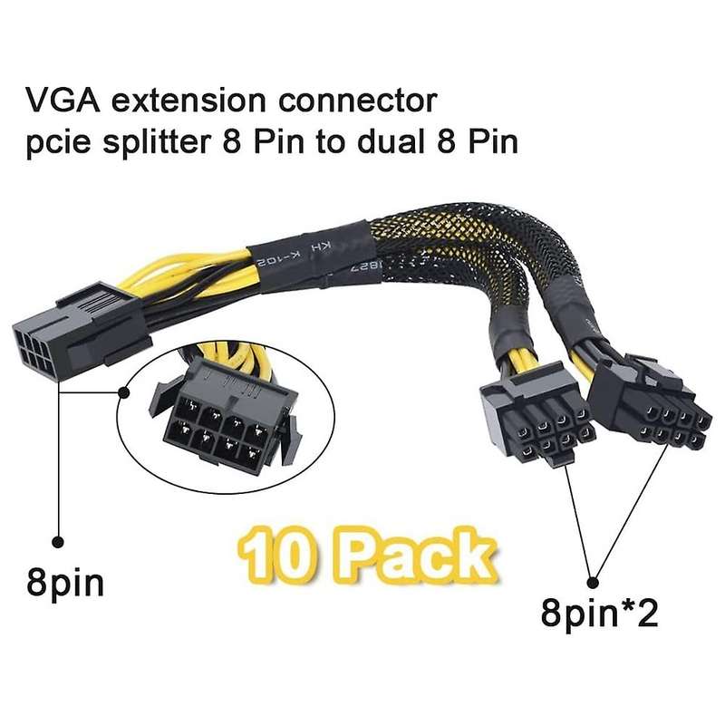 10pcs 8pin Mining Cable, Gpu Power Cable for Bitcoin Mining, Vga