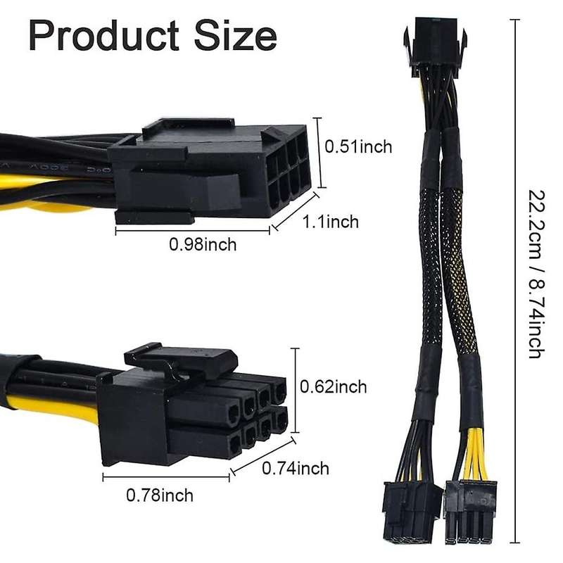 10pcs 8pin Mining Cable, Gpu Power Cable for Bitcoin Mining, Vga