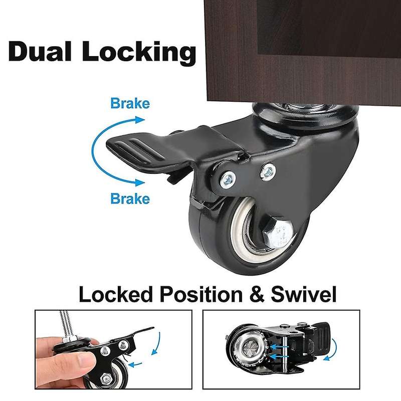 1.5 Inch Casters Set Of 4 with Brake,heavy Caster Wheels with Nuts