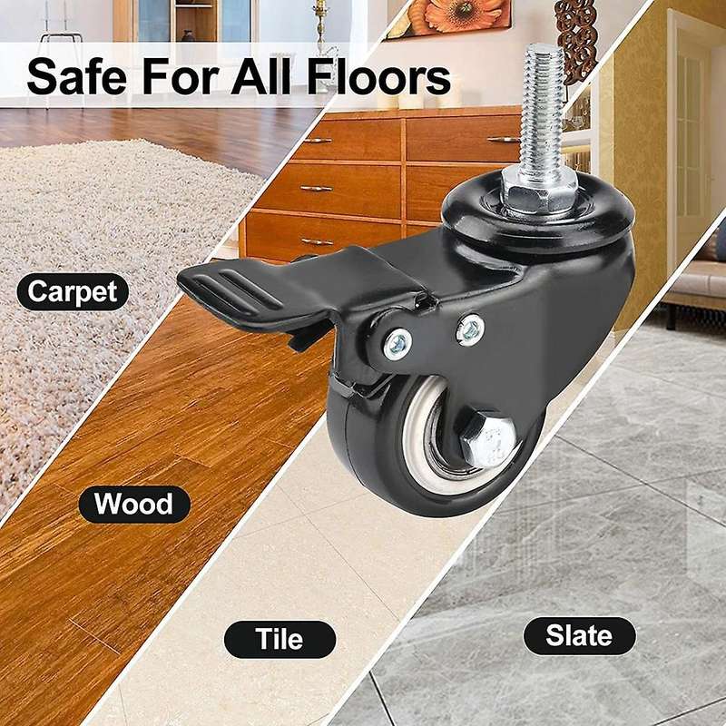 1.5 Inch Casters Set Of 4 with Brake,heavy Caster Wheels with Nuts