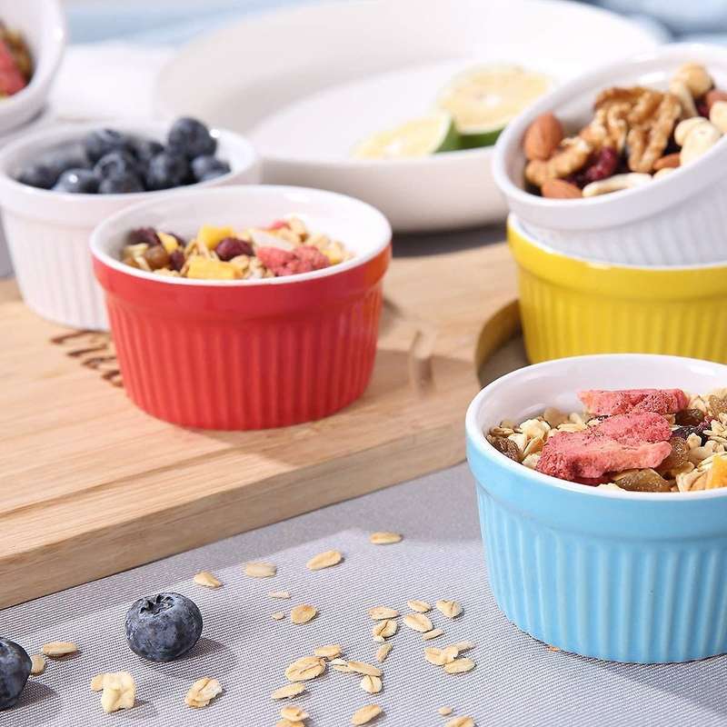 140ml Oven Souffle Ramekins for Brulee Cake Baking Set Of 6 Colorful
