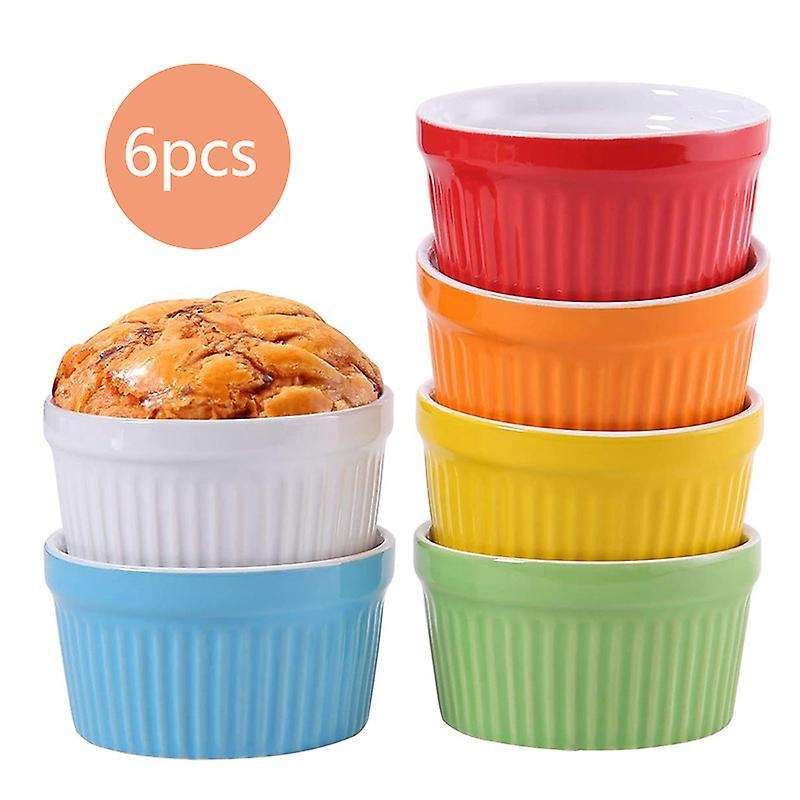 140ml Oven Souffle Ramekins for Brulee Cake Baking Set Of 6 Colorful