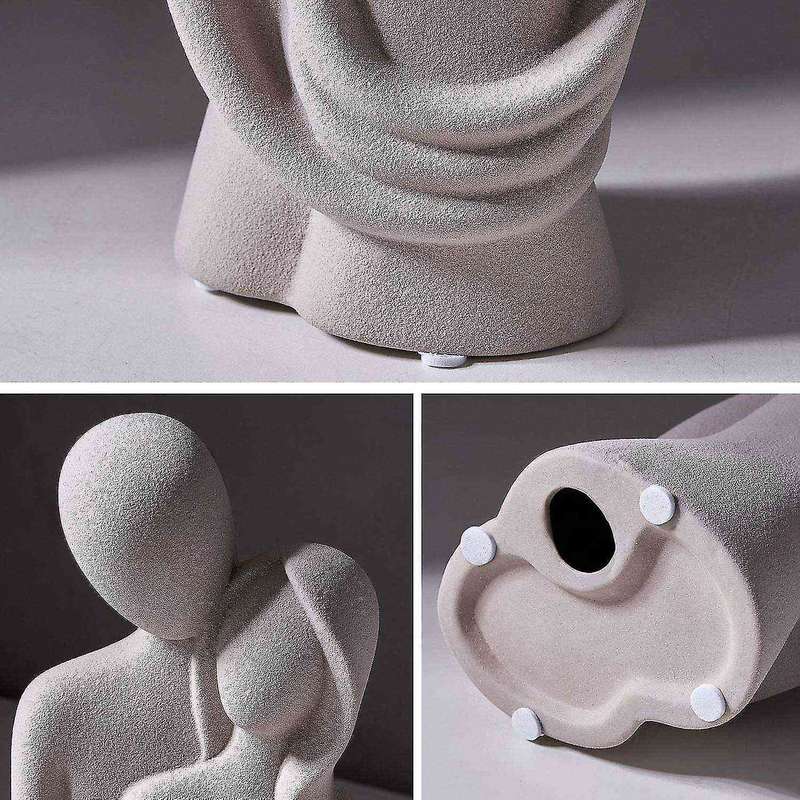 Hugging Couple Figurine Abstract Figure Ornament Bookshelf Gray