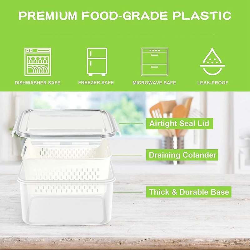 Fruit Vegetable Storage Containers for Fridge, 3 Pack Containers