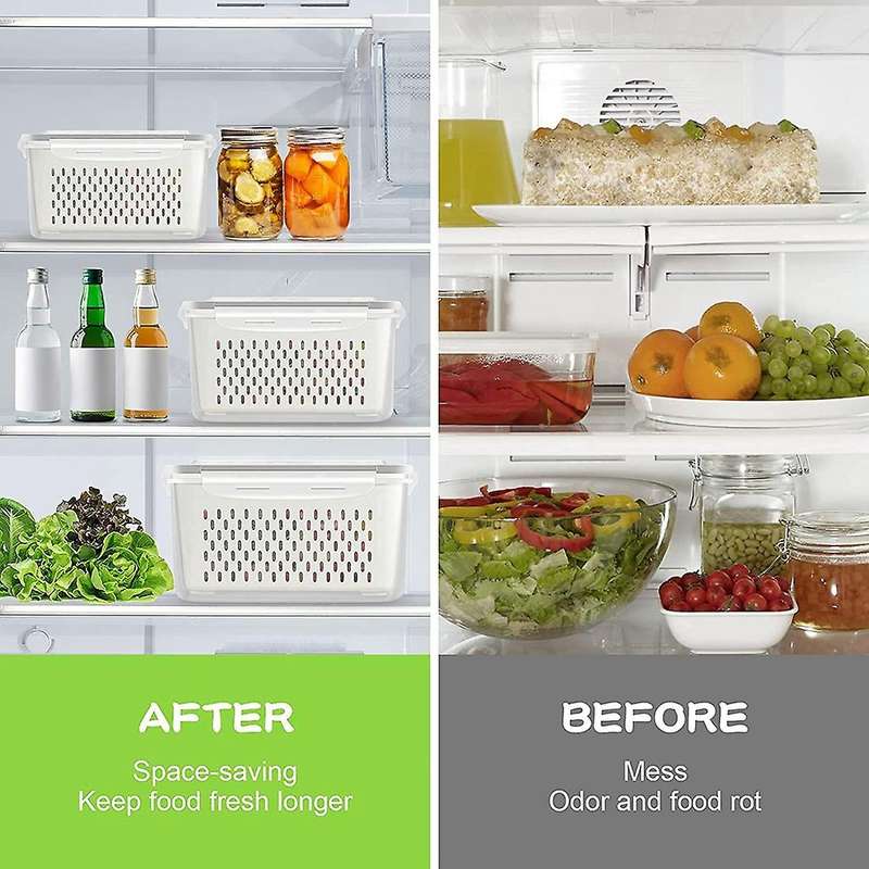 Fruit Vegetable Storage Containers for Fridge, 3 Pack Containers