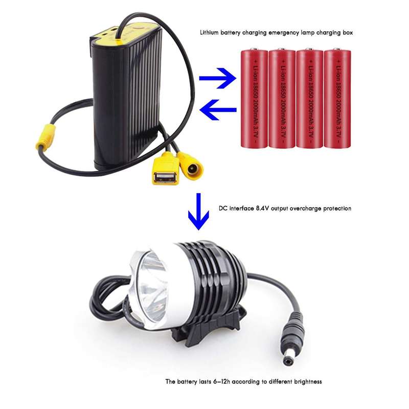 8.4v Usb/dc 18650 Battery Storage Carrying Case for Led Bike Light