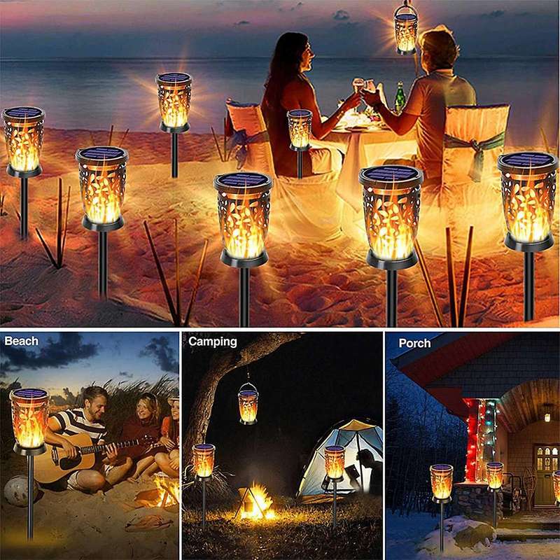 96led Solar Torch Dance Flicker Flame Light Garden Yard Lawn Decor
