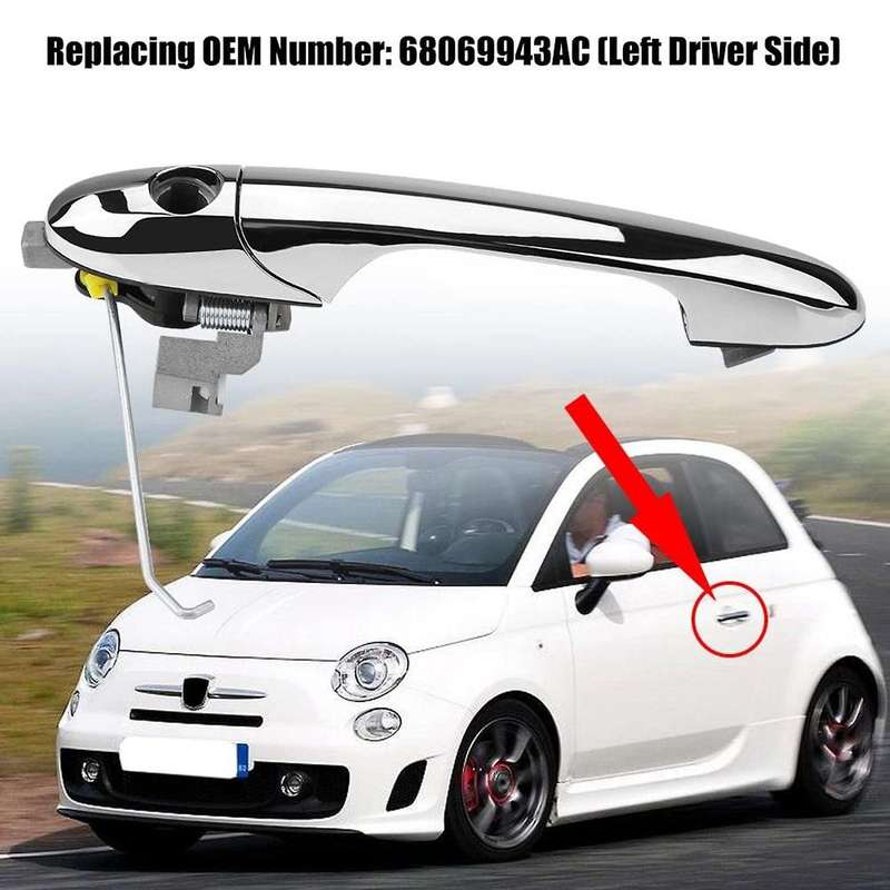 Exterior Door Handle for Fiat 500 2012 - 2018 Chrome Left Driver Side