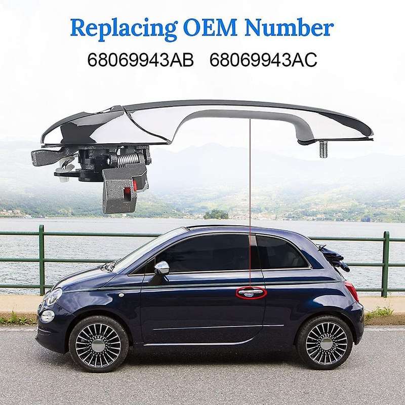 Exterior Door Handle for Fiat 500 2012 - 2018 Chrome Left Driver Side
