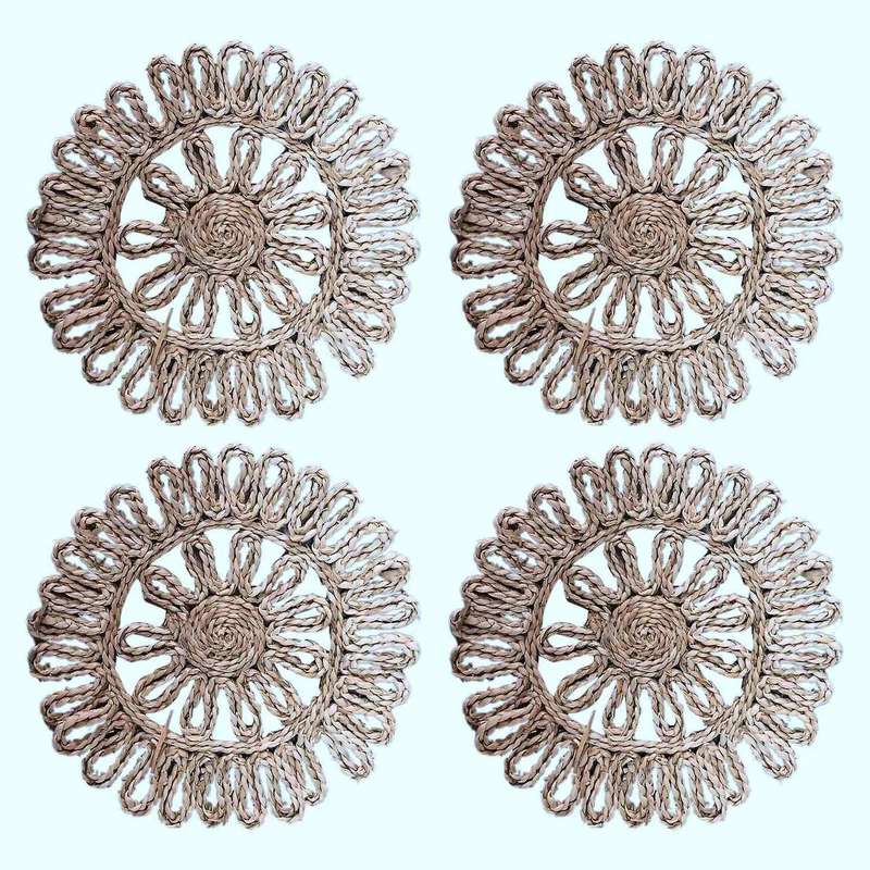 Round Woven Placemat for Dining Table,rattan Tablemat for Table Mat