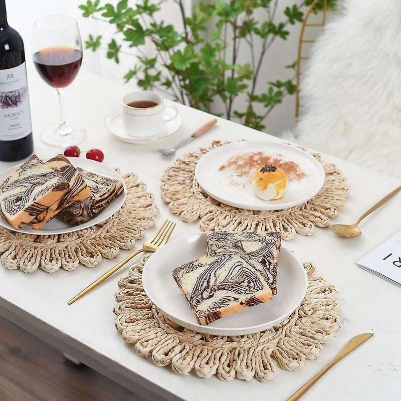 Round Woven Placemat for Dining Table,rattan Tablemat for Table Mat