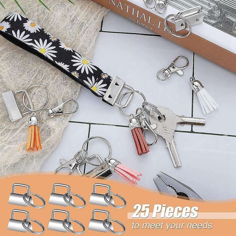 32mm Key Fob Hardware with Split Rings Set Assorted Colors Tail