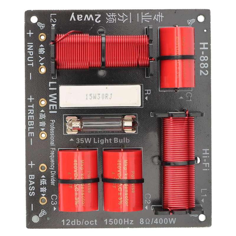 400w Tweeter and Bass Crossover 2 Way Treble Woofer Divider 1.5khz