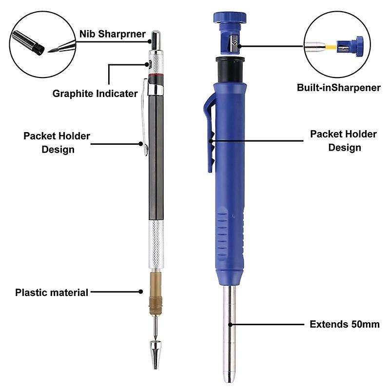 6 Pack Mechanical Carpenter Pencils Set, Carbide Scribe Tool