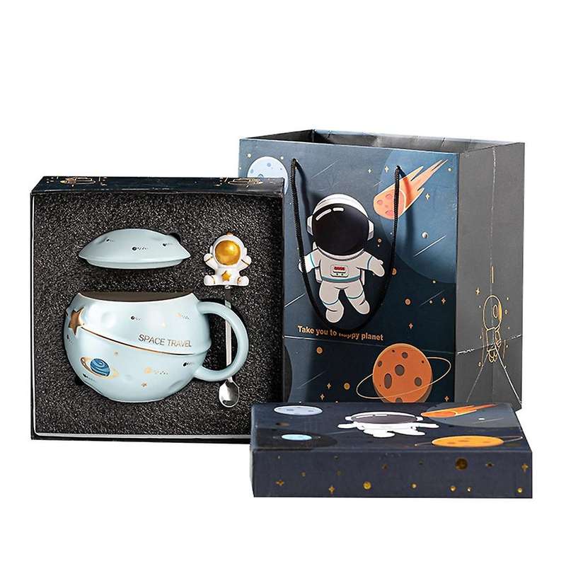 Cute Astronaut Mug with Lid & Spoon, Mug for Coffee, Pink