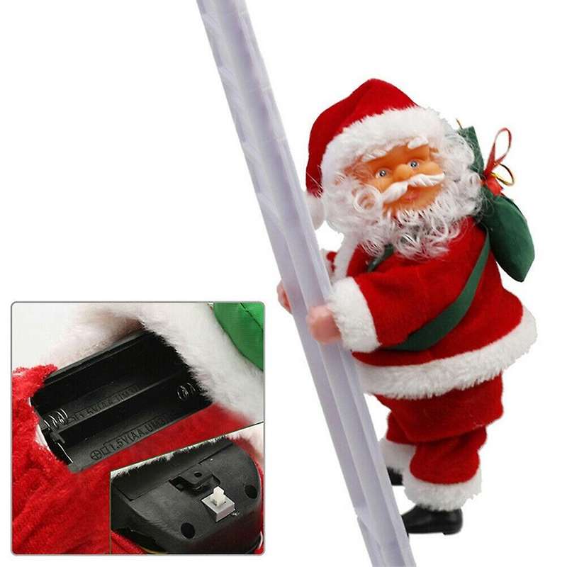 2x Animated Climbing Santa On Ladder Christmas Tree Decoration