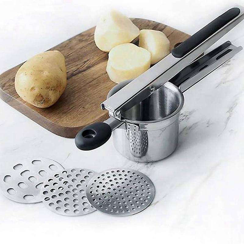 Potato Masher with 3 Interchangeable Discs for Light Mashed Baby Food