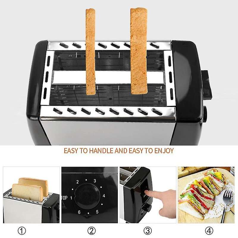 Toaster 2 Slice Stainless Steel Toaster Automatic Toaster Us Plug