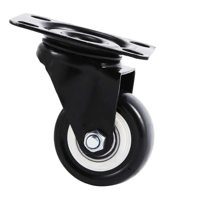 4 Pack 2in Polyurethane Pu Casters (2 with Brakes + 2 Without) Black