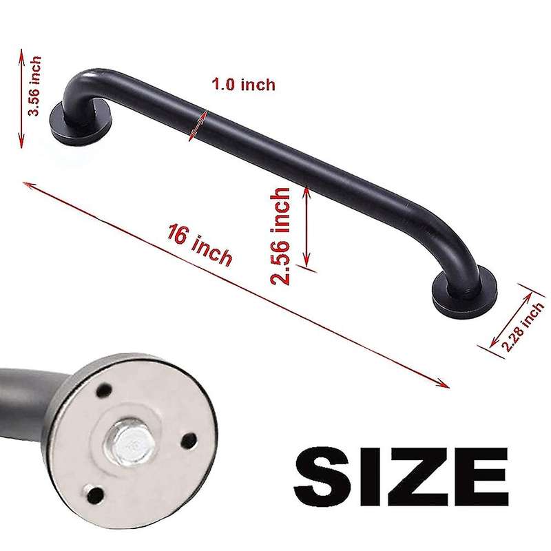 2 Pack Black Shower Grab Bar Anti Slip Support Assist Bath Handle