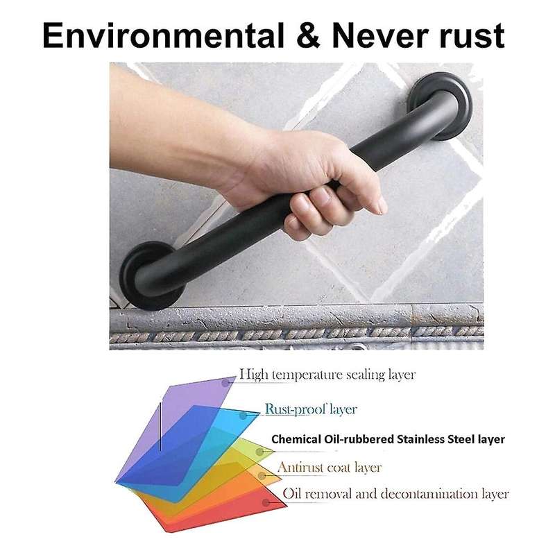 2 Pack Black Shower Grab Bar Anti Slip Support Assist Bath Handle