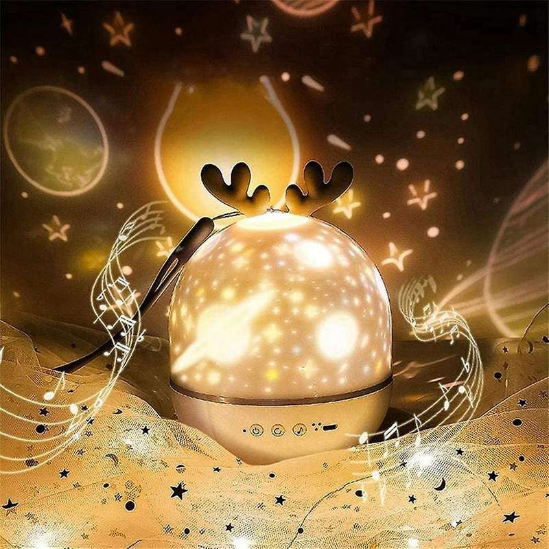 Rechargeable Deer Projection Lamp Colorful Rotating Night Light Toy
