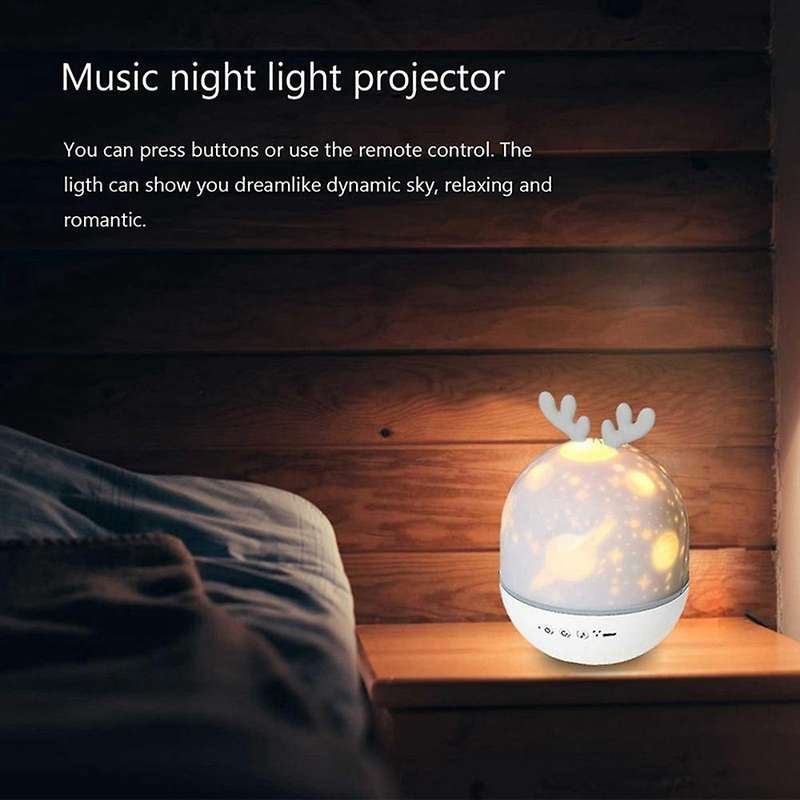 Rechargeable Deer Projection Lamp Colorful Rotating Night Light Toy