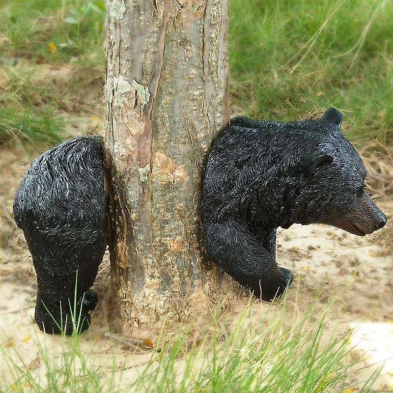 Hug Black Bear Tree Statue Outdoor Statue Black Bear Tree Decoration