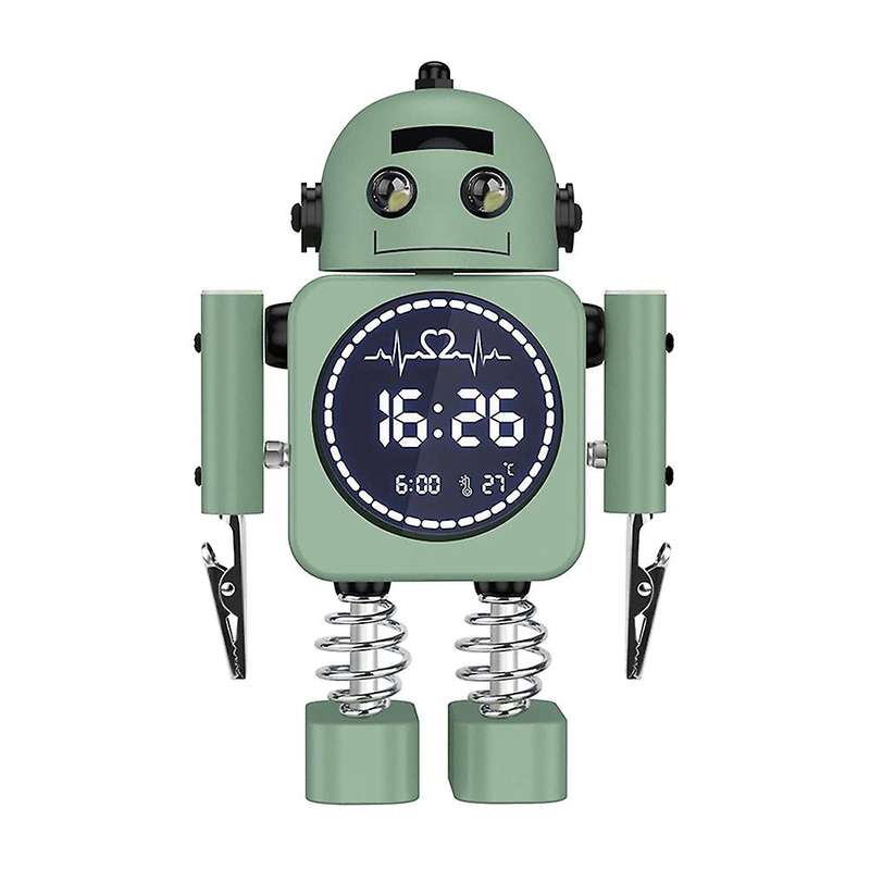 Robot Smart Digital Alarm Clock Temperature Display Desktop(green)